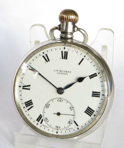 Silver J W Benson Pocket Watch
