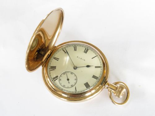 fig 1. Antique Elgin full hunter pocket watch, 1921