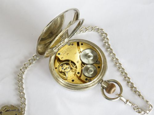 fig 2. Antique Waltham Traveler pocket watch and chain