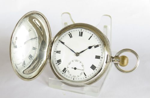 Antique Silver Syren Full Hunter Pocket Watch
