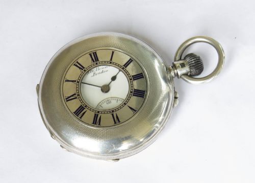 Antique Silver Half Hunter Pocket Watch, J W Benson