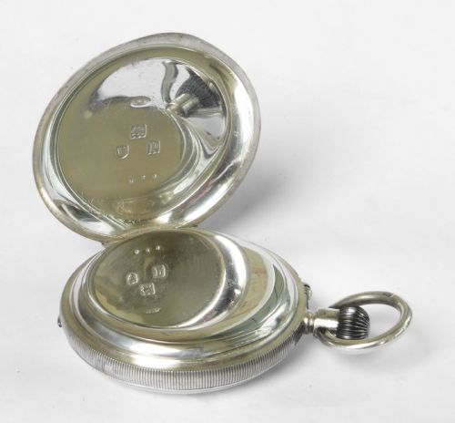 fig 4. Antique silver half hunter pocket watch, J W Benson