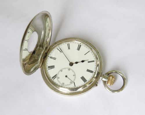 fig 1. Antique silver half hunter pocket watch