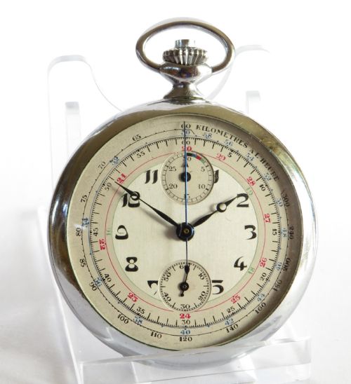 fig 1. 1940s motor racing chronograph pocket watch