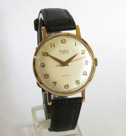 fig 1. Gents 9ct gold Audax wrist watch, 1960