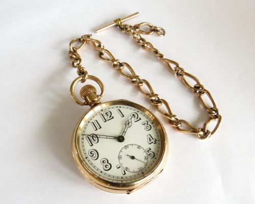 fig 1. Antique Swiss pocket watch and chain