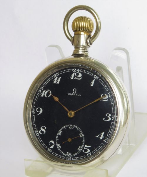 Antique Omega Blue Dial Pocket Watch, C1914