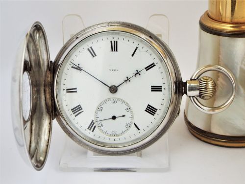 fig 1. Rotherham & Sons silver half hunter pocket watch, 1902.