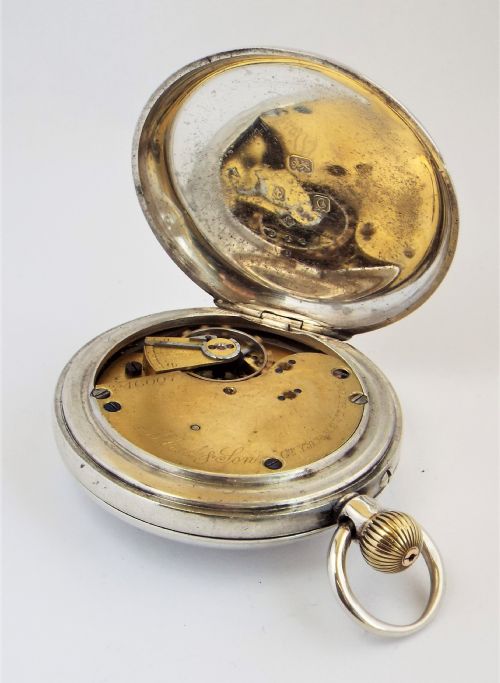 fig 3. Rotherham & Sons silver half hunter pocket watch, 1902.