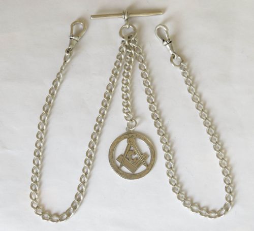 Antique Silver Double Albert with Masonic Fob