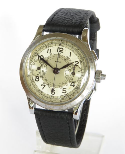 Gents 1940s Alpha Landeron 3-Button Chronograph Wrist Watch
