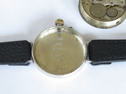 fig 2. Gents WW1 antique silver trench watch, Borgel case