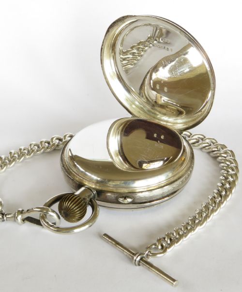 fig 3. Antique silver goliath Stauffer pocket watch and chain