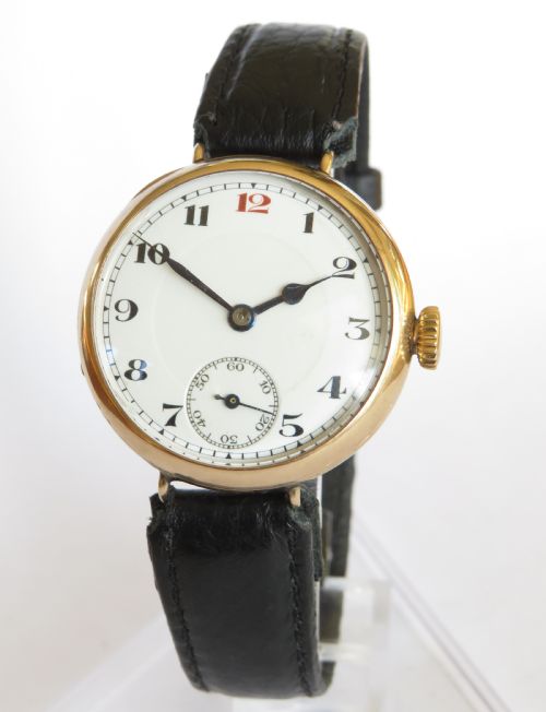 Gents Antique 9ct Gold Wrist Watch, 1919