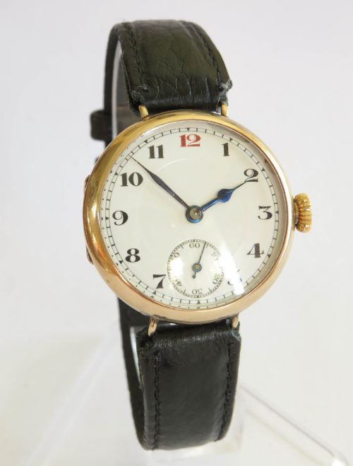 fig 1. Gents antique 9ct gold wrist watch, 1919