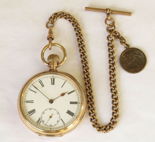 fig 1. Antique Omega pocket watch and chain