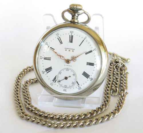 Antique 1928 Longines Pocket Watch and Chain