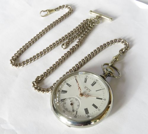 fig 1. Antique 1928 Longines pocket watch and chain