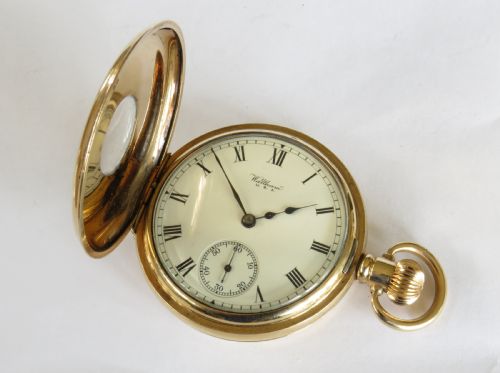 fig 2. Antique Waltham Traveler half hunter pocket watch