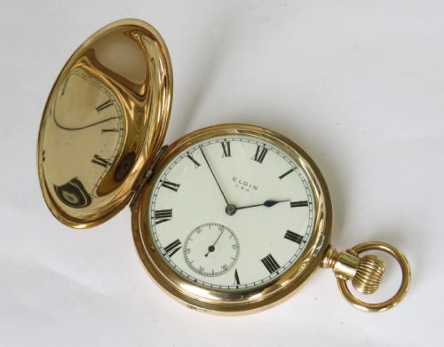 fig 1. Antique Elgin full hunter pocket watch, 1916