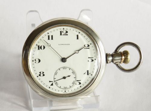 fig 1. Antique silver Longines pocket watch