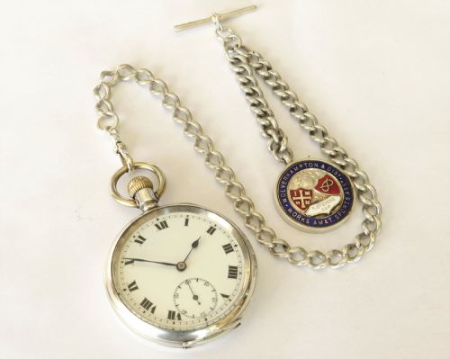 fig 1. Antique silver Record pocket watch and chain