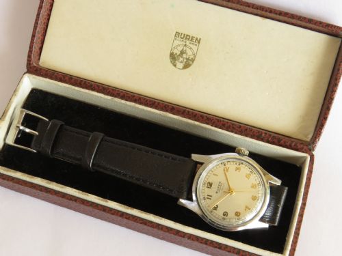 fig 1. Gents 1940s Buren Grand Prix wrist watch