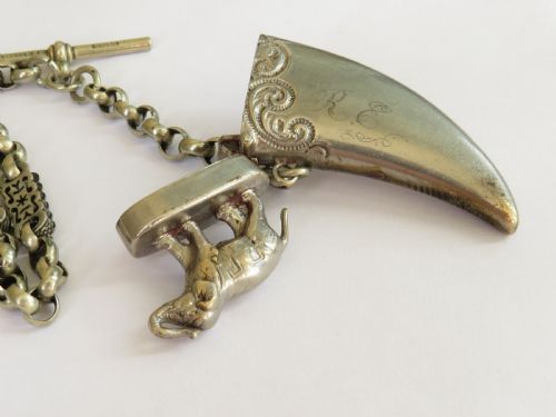 fig 1. Antique elephant vesta case and chain