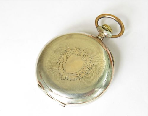 ANTIQUE SILVER GALONNE POCKET WATCH - ADDITIONAL PHOTO 4