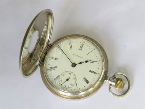 fig 1. Antique Waltham silver half hunter pocket watch
