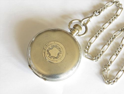fig 2. Antique H Williamson silver pocket watch & chain