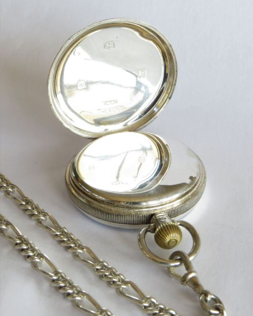 fig 3. Antique H Williamson silver pocket watch & chain