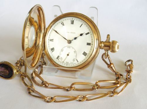 Antique “The Angus” Full Hunter Pocket Watch and Chain