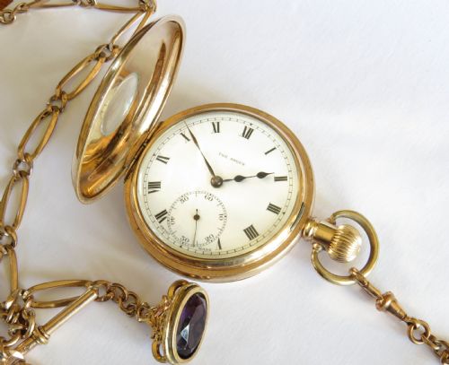 fig 1. Antique “The Angus” full hunter pocket watch and chain