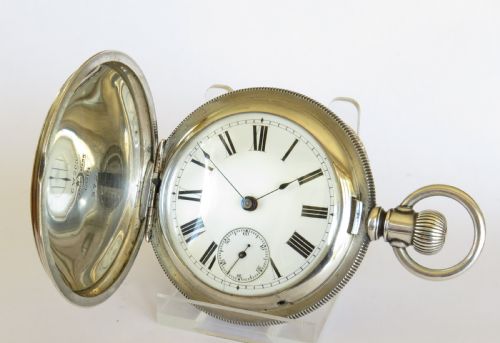 fig 1. Large antique silver Waltham full hunter pocket watch