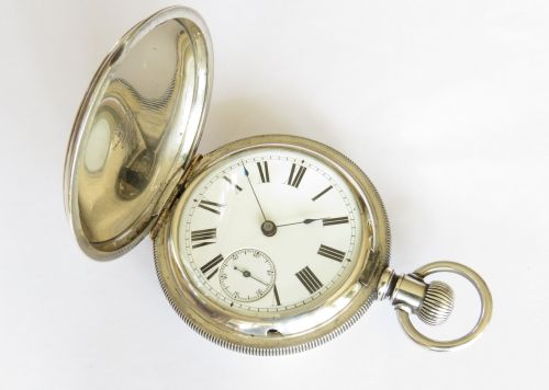 Large Antique Silver Waltham Full Hunter Pocket Watch