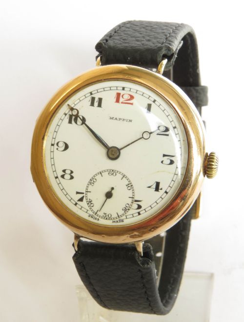 Gents Antique 9ct Gold Mappin Wrist Watch, 1924