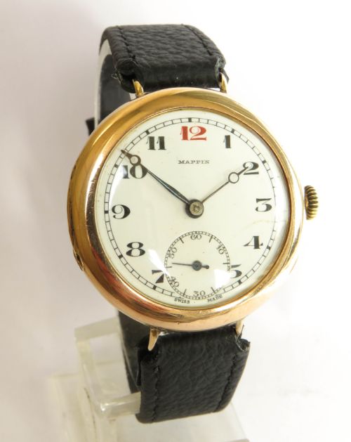 fig 1. Gents antique 9ct gold Mappin wrist watch, 1924