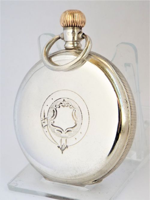 fig 1. Antique 1911 Swiss silver pocket watch.