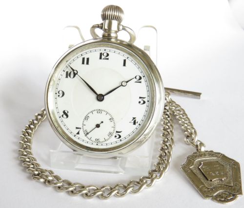 Antique Swiss Silver Pocket Watch and Chain