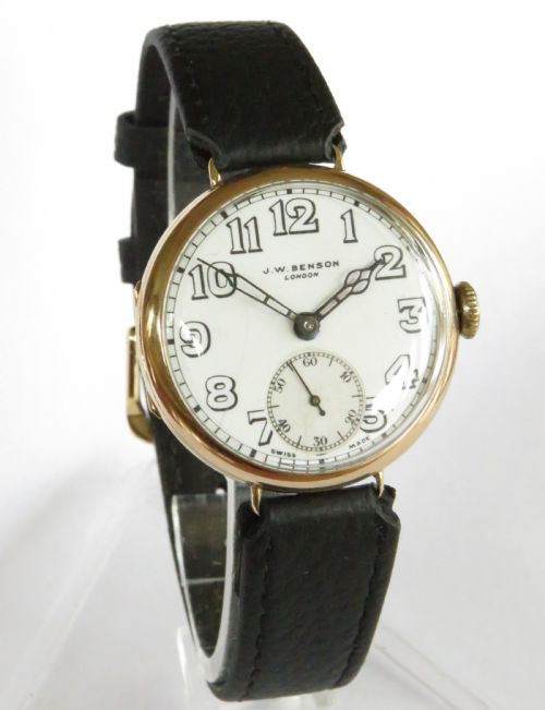 fig 3. Gents antique WW1 9ct gold wrist watch, J W Benson