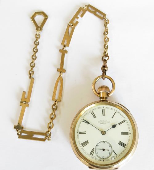 fig 1. Antique Omega pocket watch and chain