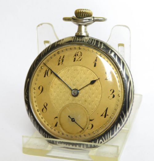Antique Leonidas Niello Cased Pocket Watch
