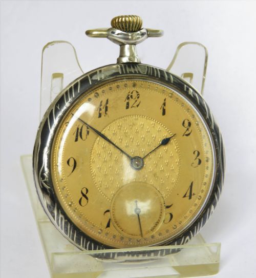 fig 1. Antique Leonidas niello cased pocket watch