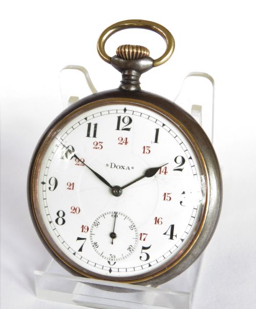 Antique Doxa Gun Metal Pocket Watch