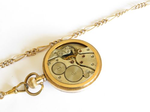 fig 2. 1930s Swiss Thommen pocket watch and chain
