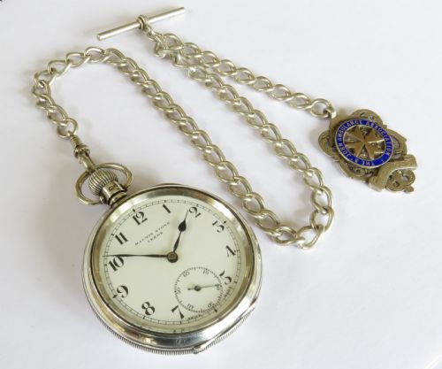 fig 1. Silver Record Dreadnought ‘Trenton’ pocket watch & chain