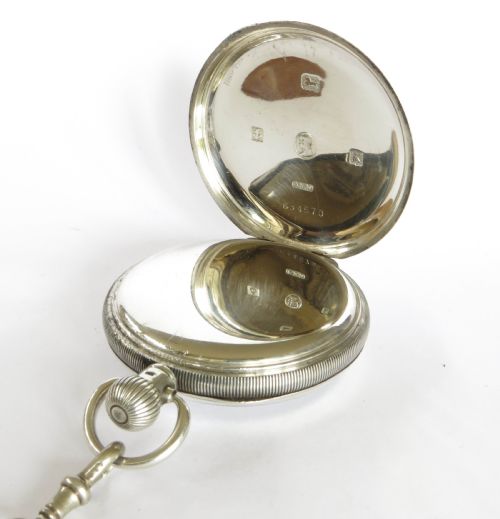 fig 3. Silver Record Dreadnought ‘Trenton’ pocket watch & chain