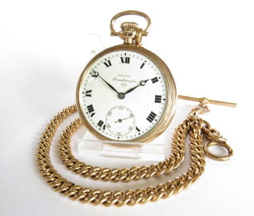 Antique Record Dreadnought Pocket Watch and Chain