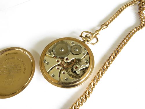 fig 2. Antique Record Dreadnought pocket watch and chain